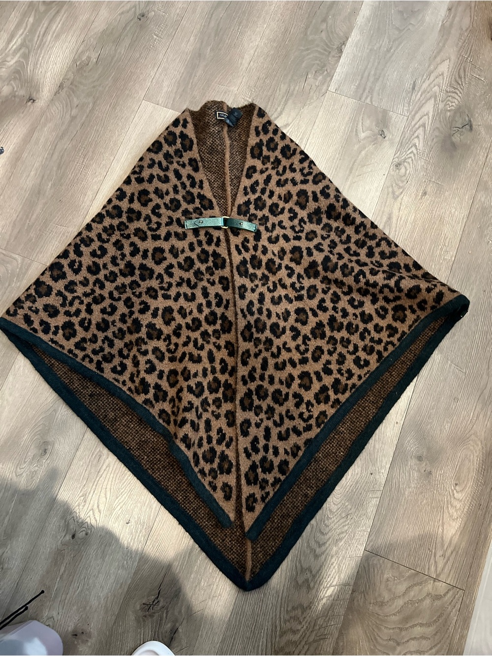 Kurt Geiger Leopard-Print Knit Cape in Brown and Black